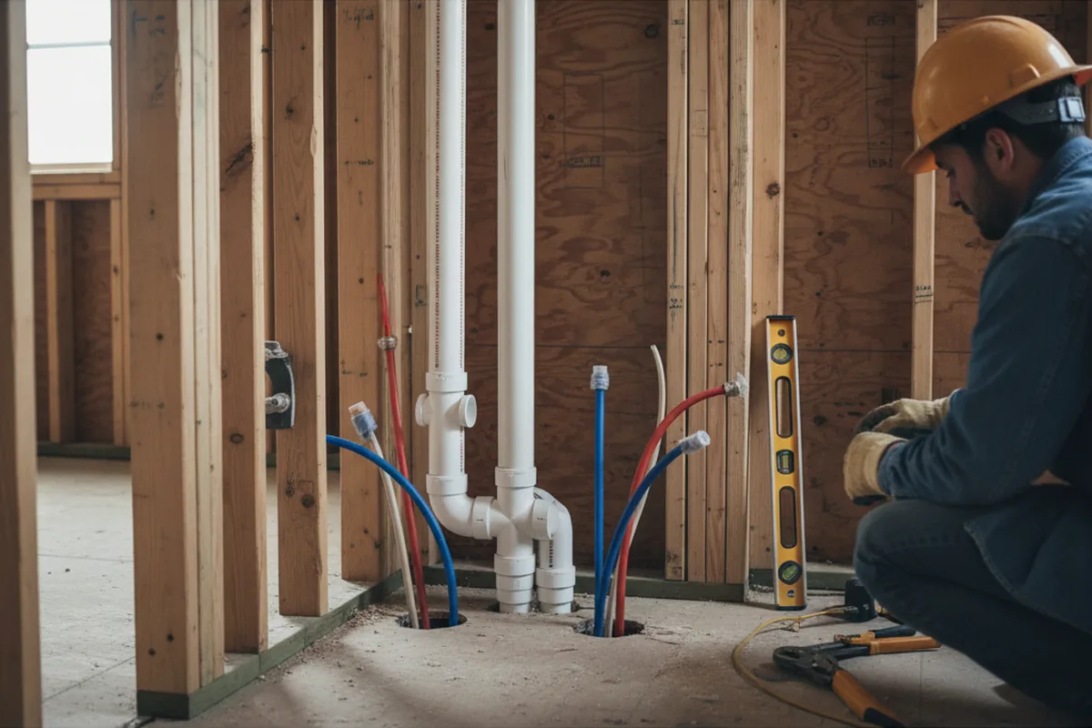 Drain and supply rough-in during Leak Detection in Bound Brook